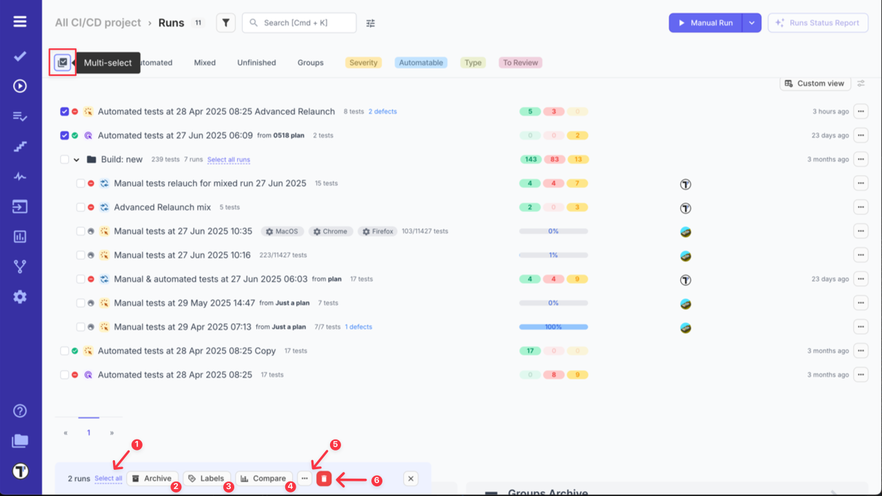 Testomatio.io - Multiselection Options